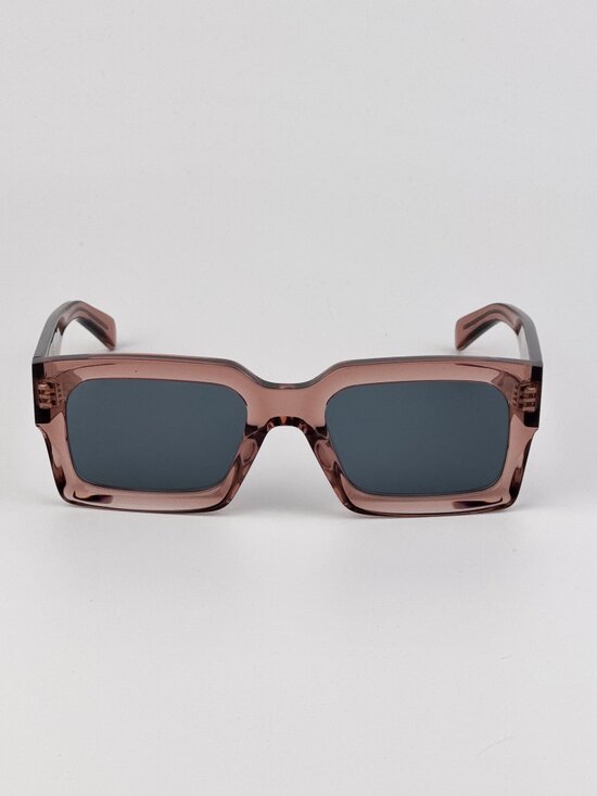 Celine CL40280U 74V “3 Dots” Rectangle Sunglasses – Dusty Pink Crystal / Blue main image 9